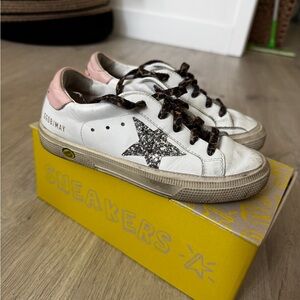 Golden Goose Kids White and Pink Sneakers